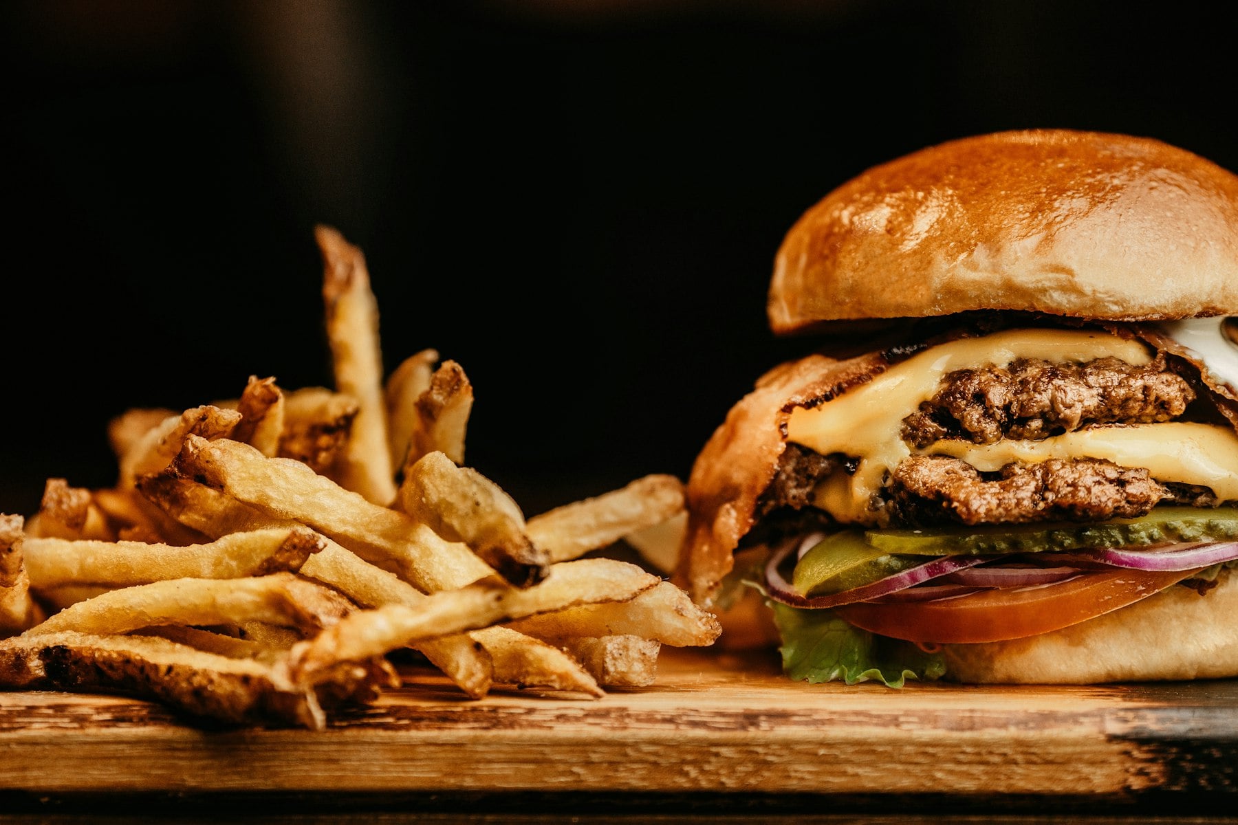 A burger and fries