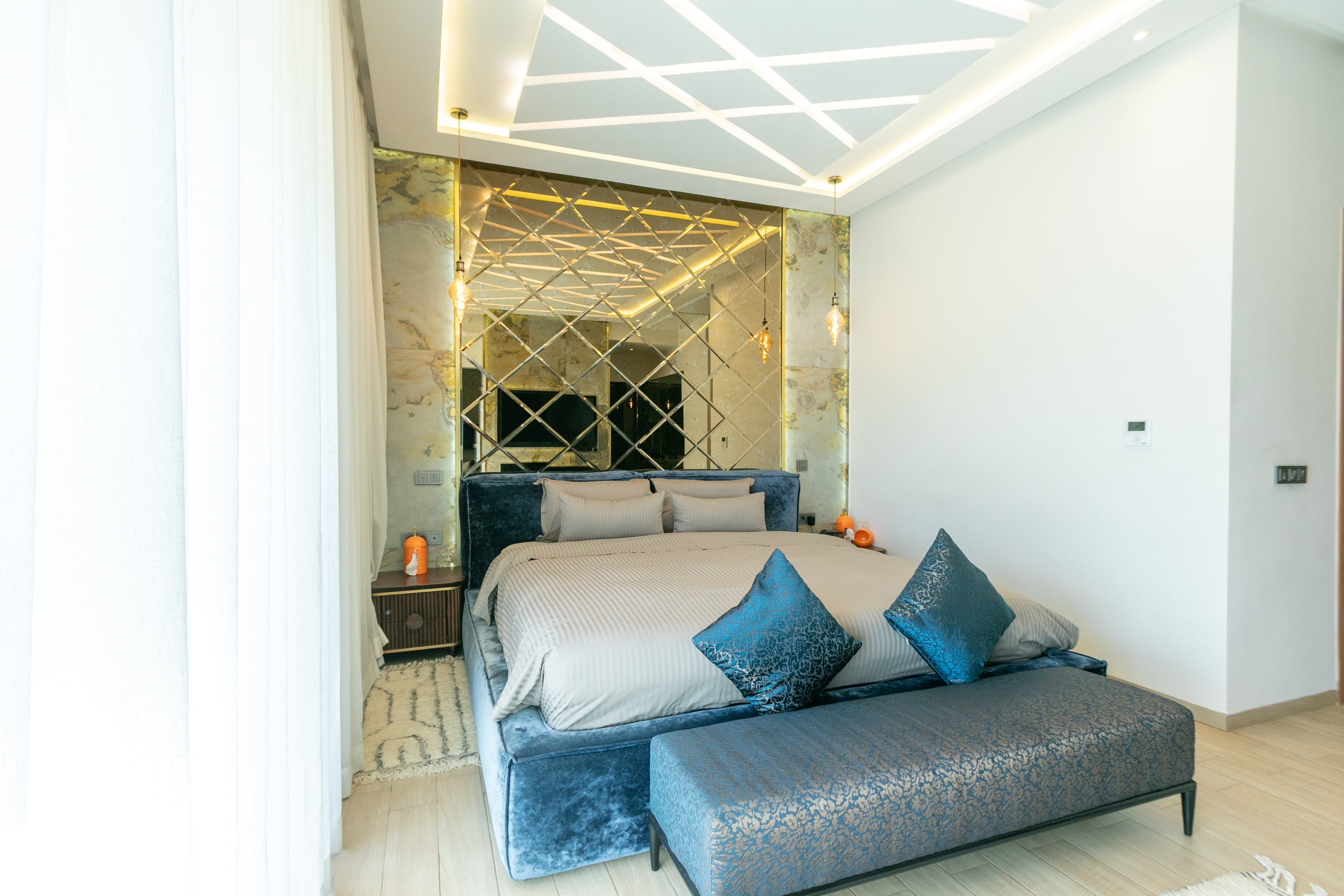 The master suite and its king-size bed