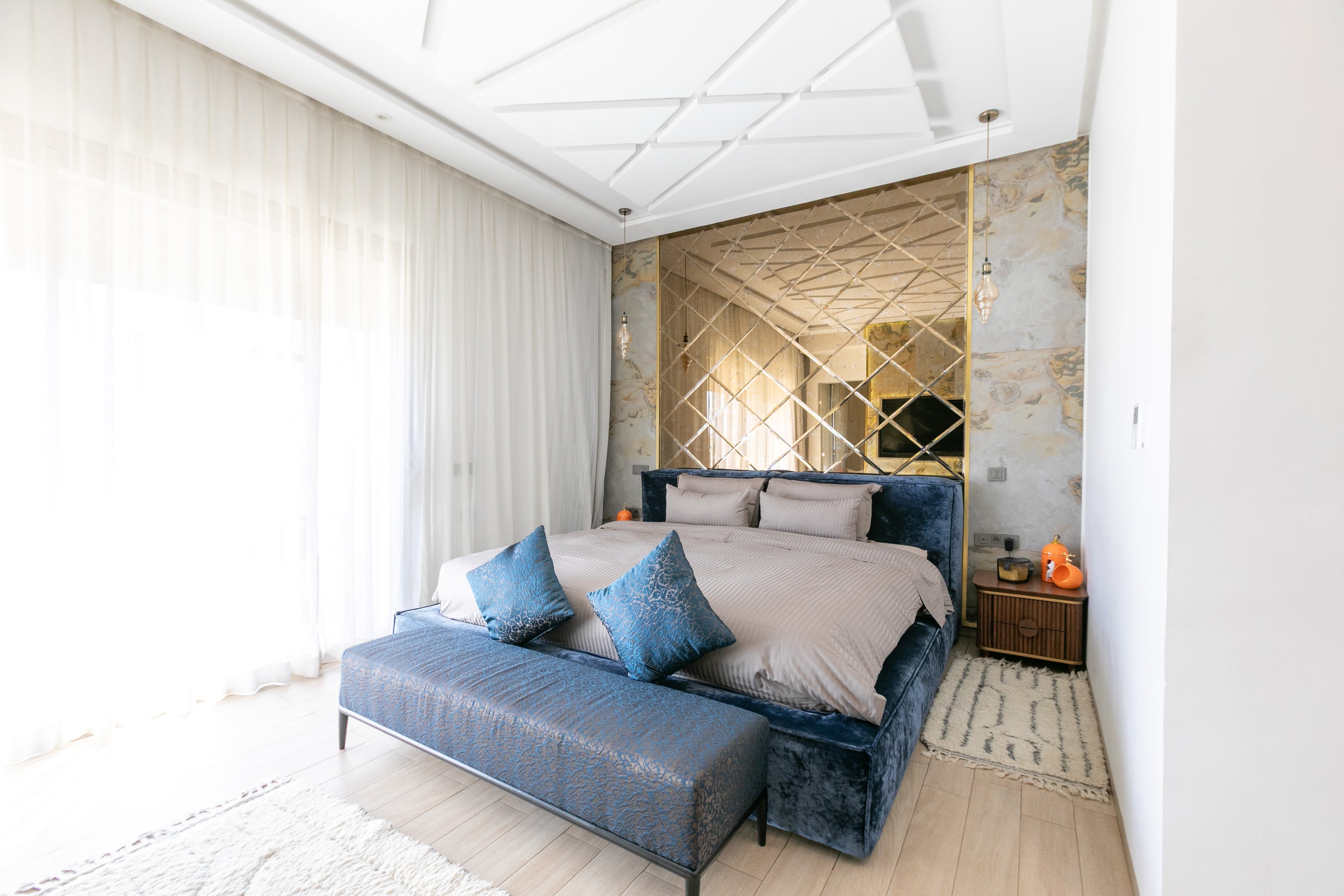 The master suite and its king-size bed